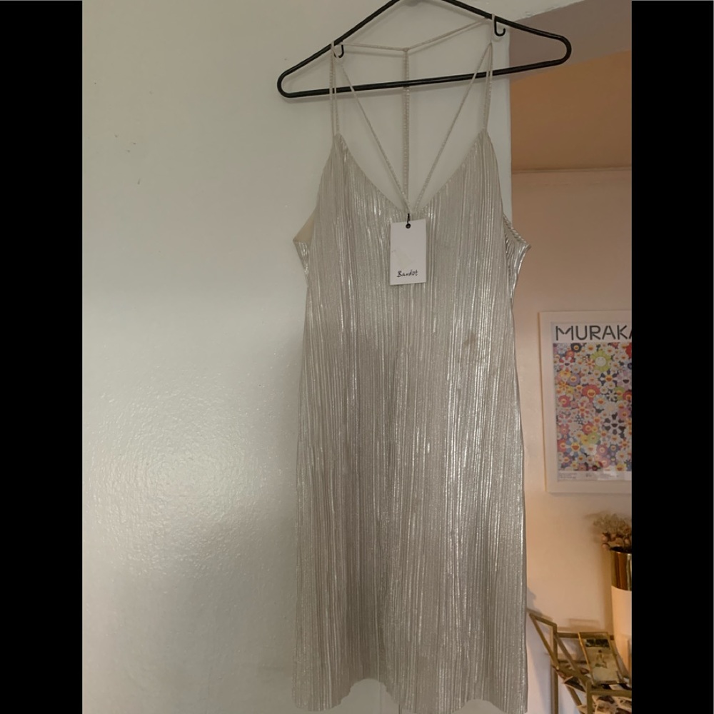 Bardot silver dress
